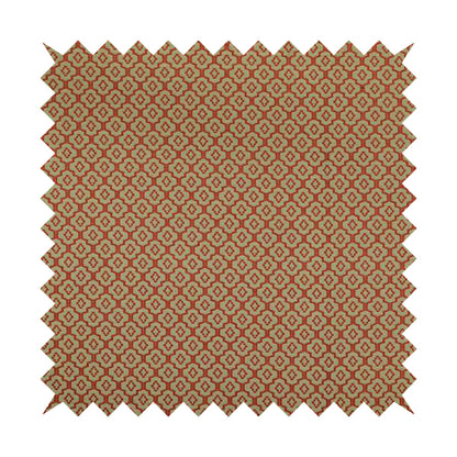 Red Beige Colour Medallion Uniformed Pattern Chenille Upholstery Fabric JO-1156 - Made To Measure Curtains