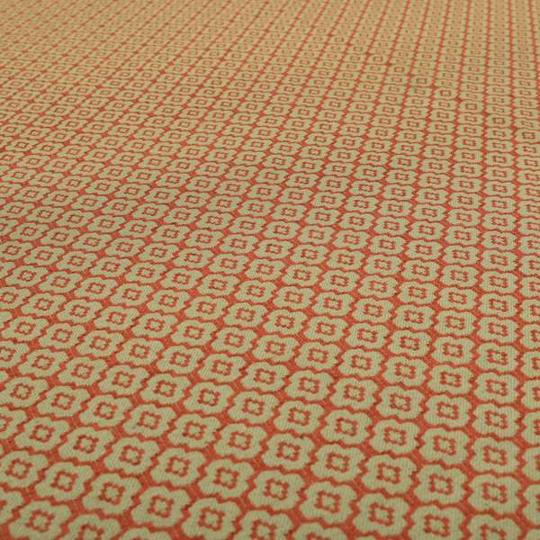 Red Beige Colour Medallion Uniformed Pattern Chenille Upholstery Fabric JO-1156 - Made To Measure Curtains