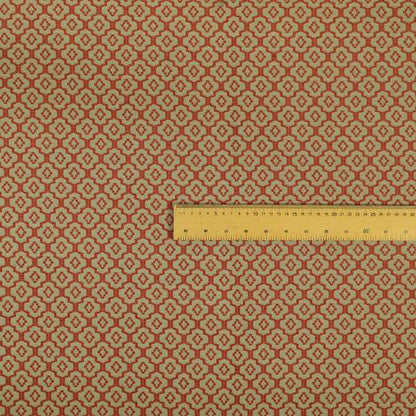 Red Beige Colour Medallion Uniformed Pattern Chenille Upholstery Fabric JO-1156 - Made To Measure Curtains