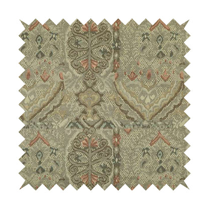 Grey Colour Medallion Patchwork Style Pattern Soft Chenille Upholstery Fabric JO-1157 - Roman Blinds