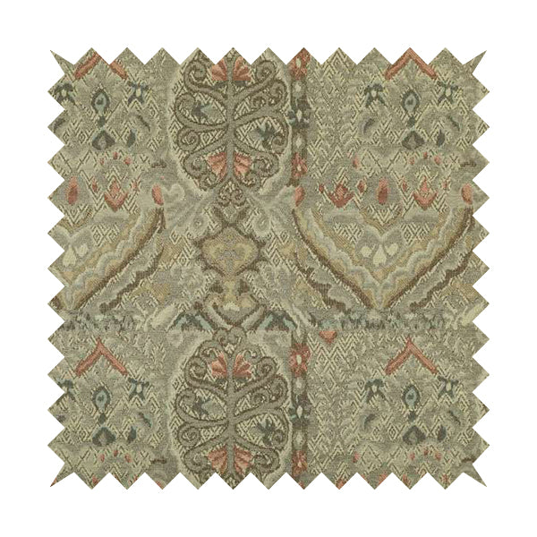 Grey Colour Medallion Patchwork Style Pattern Soft Chenille Upholstery Fabric JO-1157 - Handmade Cushions