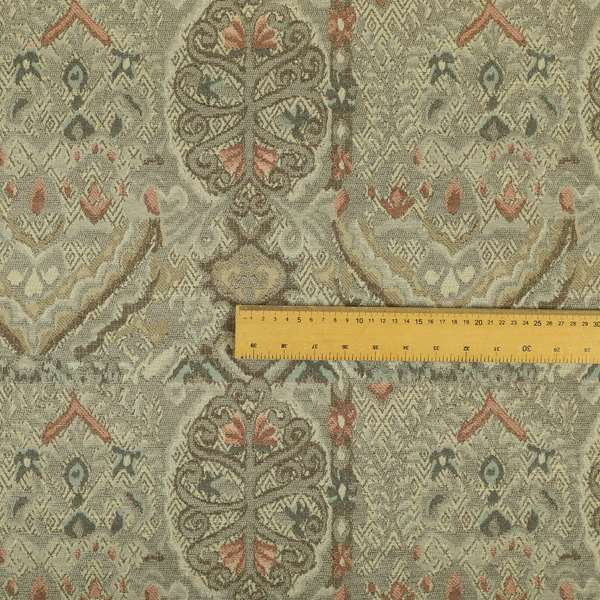 Grey Colour Medallion Patchwork Style Pattern Soft Chenille Upholstery Fabric JO-1157 - Handmade Cushions