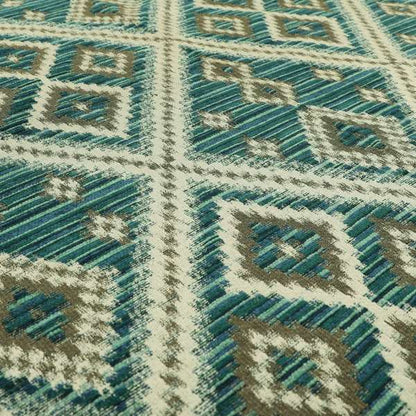 Blue Grey Colour Aztec Pattern Soft Chenille Upholstery Fabric JO-1158 - Handmade Cushions