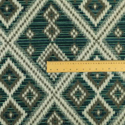 Blue Grey Colour Aztec Pattern Soft Chenille Upholstery Fabric JO-1158