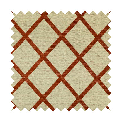 Orange Cream Geometric Pattern Soft Chenille Furnishing Fabric JO-1160 - Made To Measure Curtains