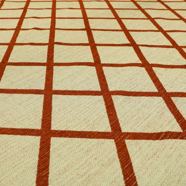 Orange Cream Geometric Pattern Soft Chenille Furnishing Fabric JO-1160 - Roman Blinds