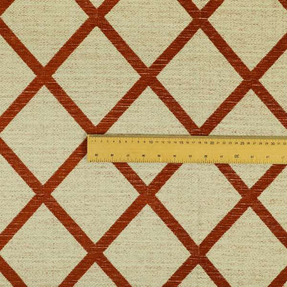 Orange Cream Geometric Pattern Soft Chenille Furnishing Fabric JO-1160 - Roman Blinds