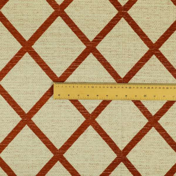 Orange Cream Geometric Pattern Soft Chenille Furnishing Fabric JO-1160 - Made To Measure Curtains