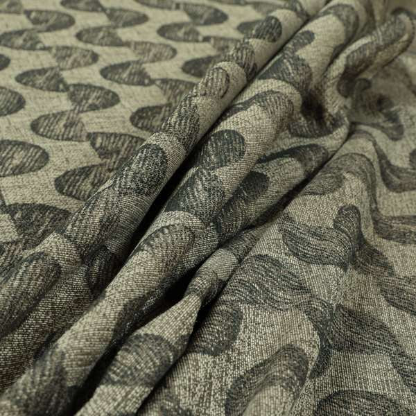 Grey Brown Coloured Vertical Stripe Pattern Chenille Furnishing Upholstery Fabric JO-1161 - Roman Blinds