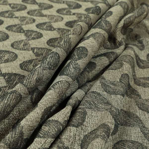 Grey Brown Coloured Vertical Stripe Pattern Chenille Furnishing Upholstery Fabric JO-1161