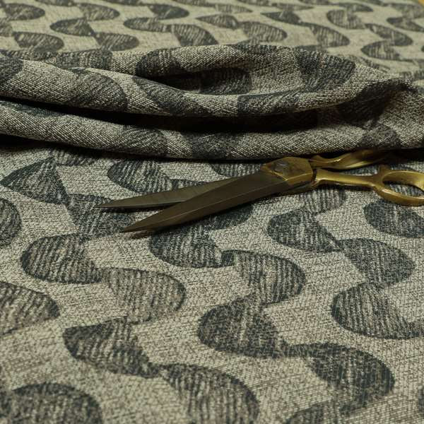 Grey Brown Coloured Vertical Stripe Pattern Chenille Furnishing Upholstery Fabric JO-1161 - Roman Blinds