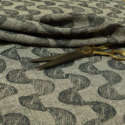 Grey Brown Coloured Vertical Stripe Pattern Chenille Furnishing Upholstery Fabric JO-1161
