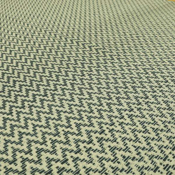 Cream Navy Blue Coloured Chevron Striped Chenille Furnishing Upholstery Fabric JO-1164 - Made To Measure Curtains