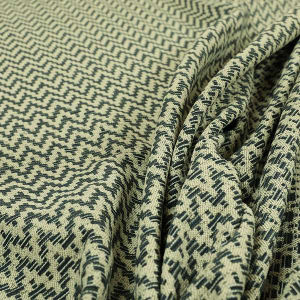 Cream Navy Blue Coloured Chevron Striped Chenille Furnishing Upholstery Fabric JO-1164 - Made To Measure Curtains