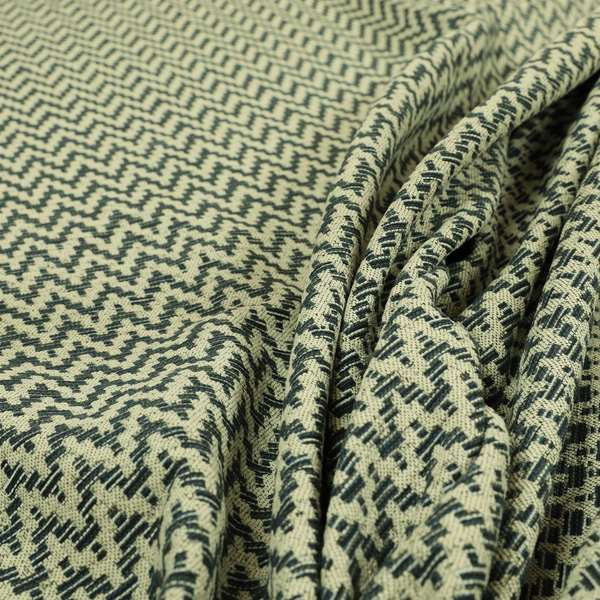 Cream Navy Blue Coloured Chevron Striped Chenille Furnishing Upholstery Fabric JO-1164 - Handmade Cushions