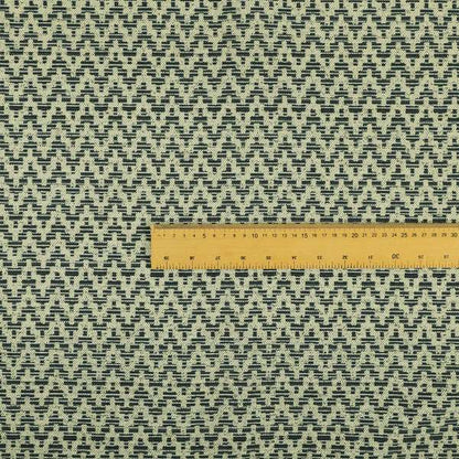 Cream Navy Blue Coloured Chevron Striped Chenille Furnishing Upholstery Fabric JO-1164 - Made To Measure Curtains