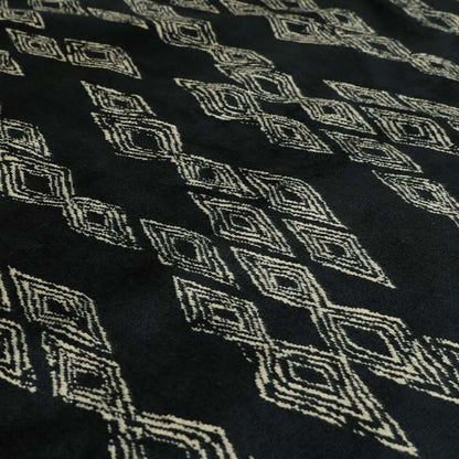 Tribal Symbol Pattern Velvet Navy Blue With White Colour Upholstery Fabric JO-1166