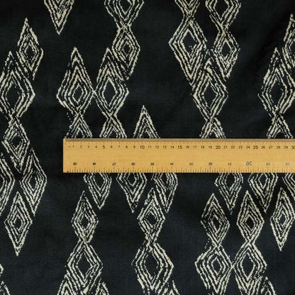 Tribal Symbol Pattern Velvet Navy Blue With White Colour Upholstery Fabric JO-1166