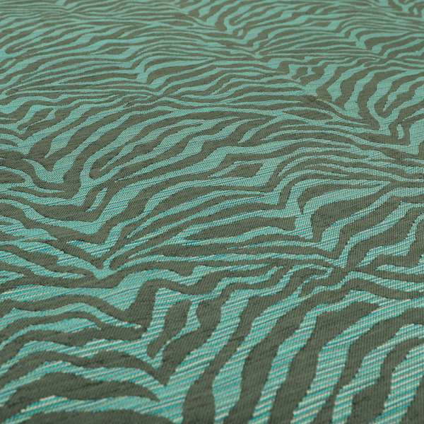 Zebra Stripe Pattern Grey Blue Colour Chenille Upholstery Fabric JO-1167 - Roman Blinds
