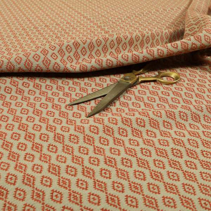 Red Beige Colour Striped Uniformed Pattern Chenille Upholstery Fabric JO-1168 - Made To Measure Curtains