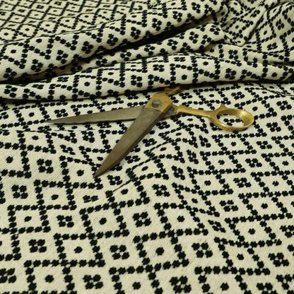 Uniform Theme Pattern Black Beige Colour Soft Chenille Furnishing Fabric JO-1170