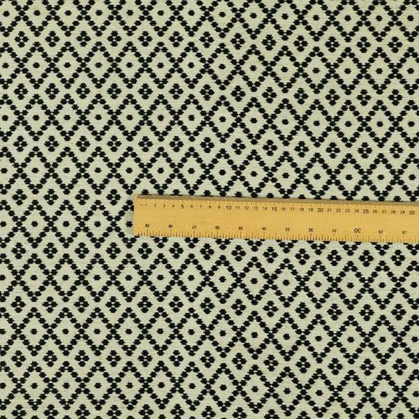 Uniform Theme Pattern Black Beige Colour Soft Chenille Furnishing Fabric JO-1170 - Made To Measure Curtains