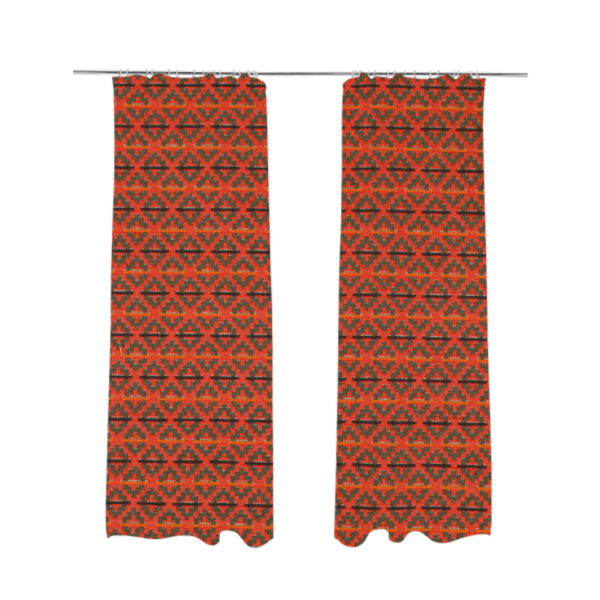 Red Grey Purple Orange Colour Medallion Uniformed Pattern Upholstery Fabric JO-1171 - Made To Measure Curtains