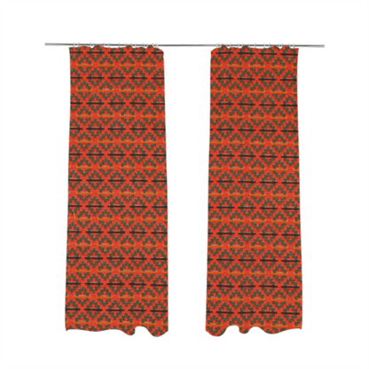 Red Grey Purple Orange Colour Medallion Uniformed Pattern Upholstery Fabric JO-1171 - Made To Measure Curtains