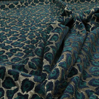 Geometric Abstract Pattern Silver Blue Colour Chenille Upholstery Fabric JO-1172 - Made To Measure Curtains