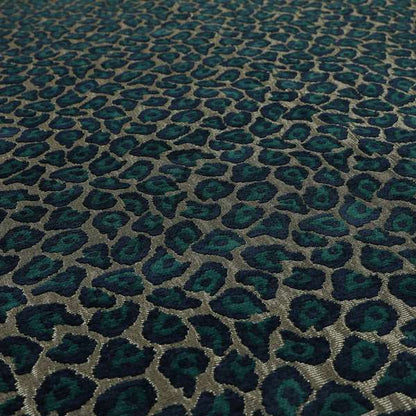 Geometric Abstract Pattern Silver Blue Colour Chenille Upholstery Fabric JO-1172