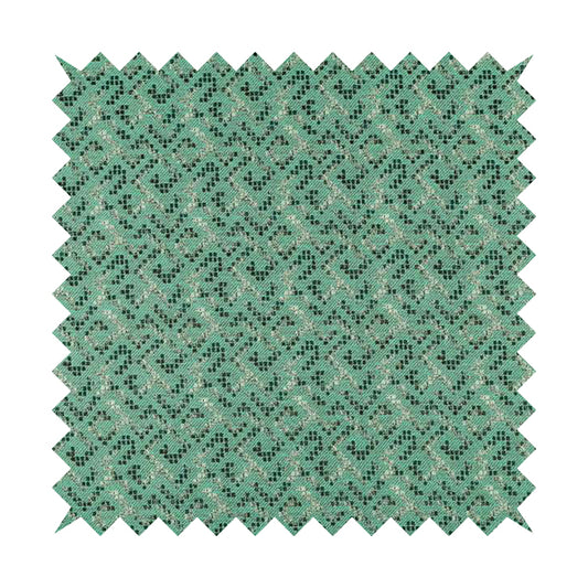 Teal Colour Geometric Pattern Chenille Furnishing Upholstery Fabric JO-1175