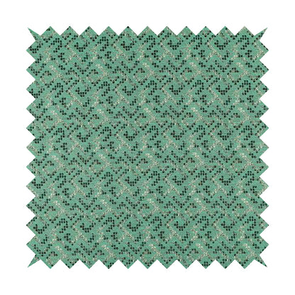 Teal Colour Geometric Pattern Chenille Furnishing Upholstery Fabric JO-1175 - Made To Measure Curtains