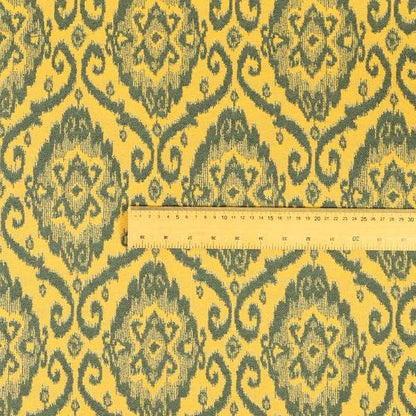 Grey Yellow Damask Medallion Pattern Chenille Upholstery Fabric JO-1176 - Roman Blinds