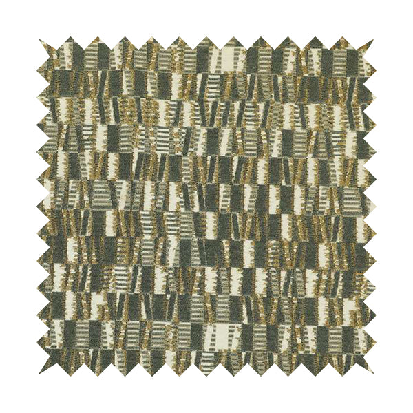 Grey Yellow Colour Geometric Pattern Upholstery Fabric JO-1178 - Roman Blinds