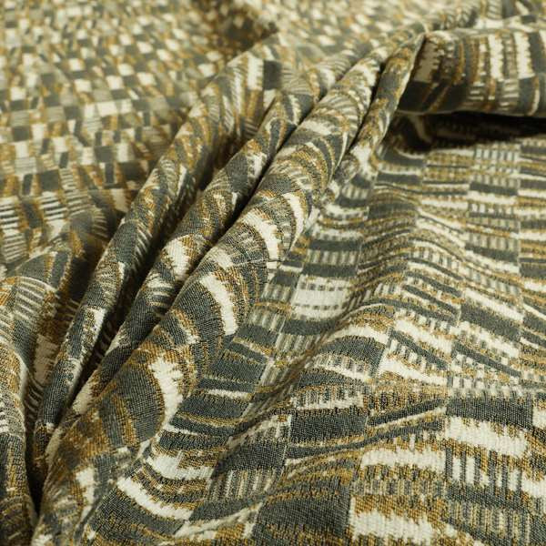 Grey Yellow Colour Geometric Pattern Upholstery Fabric JO-1178