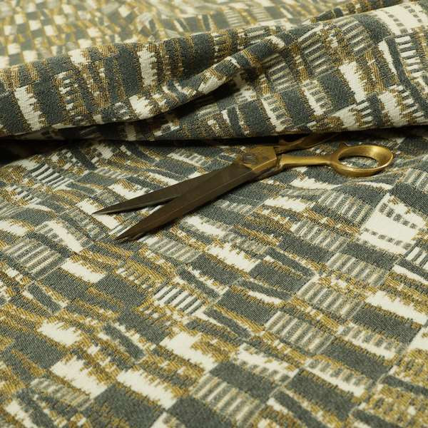 Grey Yellow Colour Geometric Pattern Upholstery Fabric JO-1178 - Roman Blinds