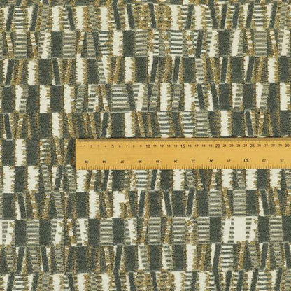 Grey Yellow Colour Geometric Pattern Upholstery Fabric JO-1178 - Roman Blinds