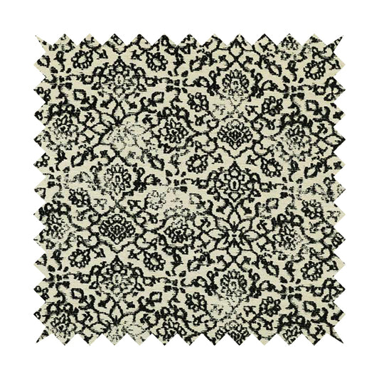 Floral Theme Pattern Black Beige Colour Soft Chenille Furnishing Fabric JO-1179