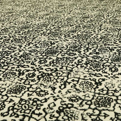 Floral Theme Pattern Black Beige Colour Soft Chenille Furnishing Fabric JO-1179