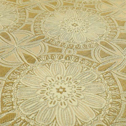 Floral Blossom Medallion Pattern In Natural Cream Colour Chenille Upholstery Fabric JO-1180 - Roman Blinds