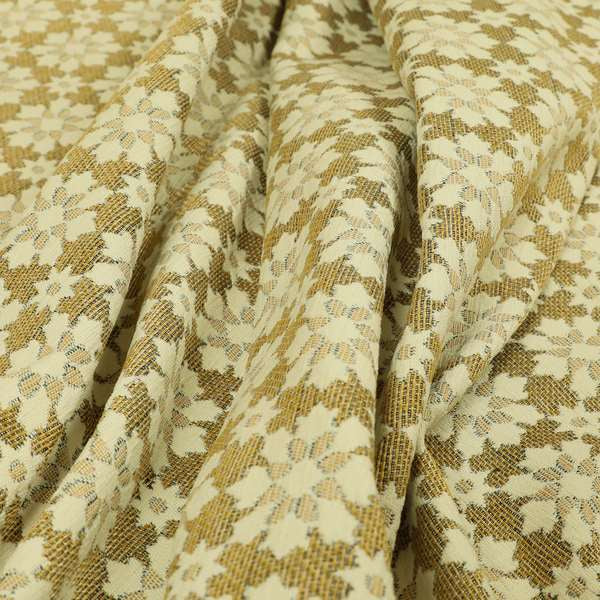 Floral Blossom Pattern In Natural Cream Colour Chenille Upholstery Fabric JO-1181 - Made To Measure Curtains