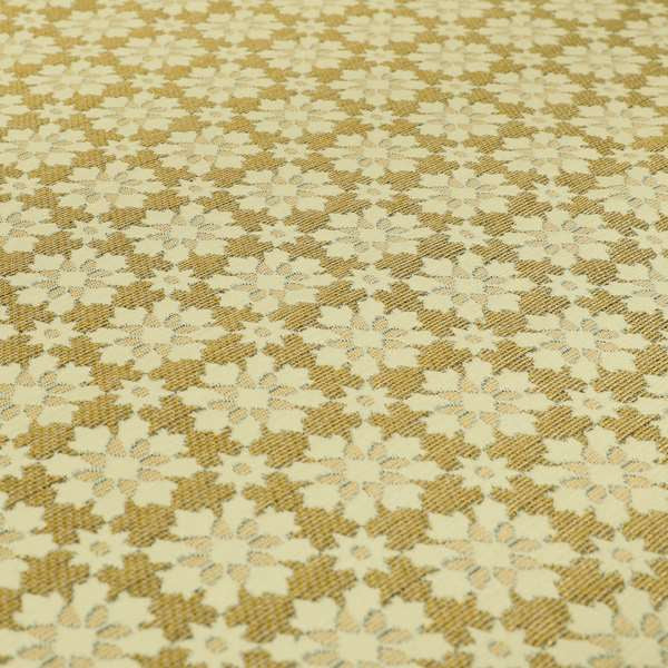 Floral Blossom Pattern In Natural Cream Colour Chenille Upholstery Fabric JO-1181 - Made To Measure Curtains