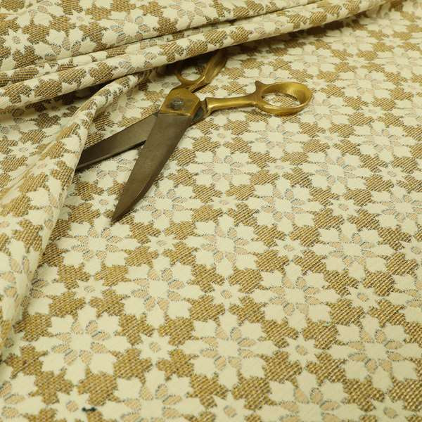 Floral Blossom Pattern In Natural Cream Colour Chenille Upholstery Fabric JO-1181 - Roman Blinds