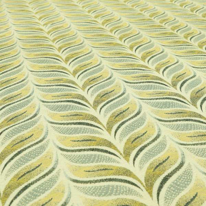 Floral Wave Pattern In Grey Yellow Colour Chenille Upholstery Fabric JO-1182 - Made To Measure Curtains