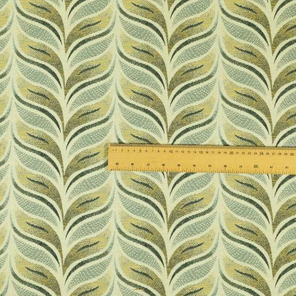 Floral Wave Pattern In Grey Yellow Colour Chenille Upholstery Fabric JO-1182 - Made To Measure Curtains