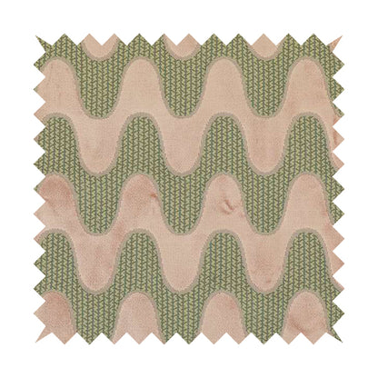 Vertical Wave Pattern Stripe Pink Colour Velvet Upholstery Fabric JO-1183 - Made To Measure Curtains