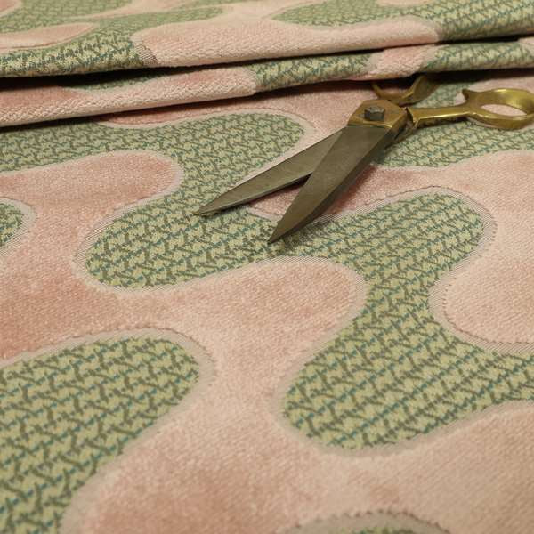 Vertical Wave Pattern Stripe Pink Colour Velvet Upholstery Fabric JO-1183 - Made To Measure Curtains