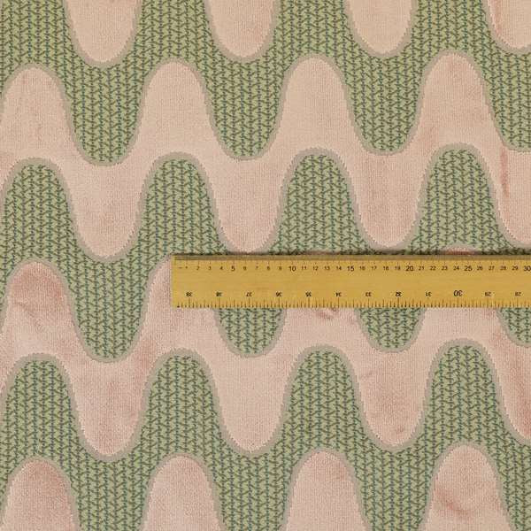 Vertical Wave Pattern Stripe Pink Colour Velvet Upholstery Fabric JO-1183 - Roman Blinds