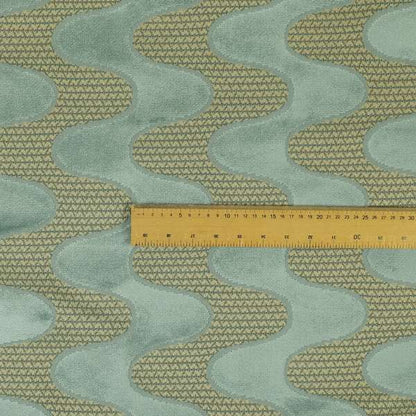 Vertical Wave Pattern Stripe Blue Colour Velvet Upholstery Fabric JO-1184 - Roman Blinds