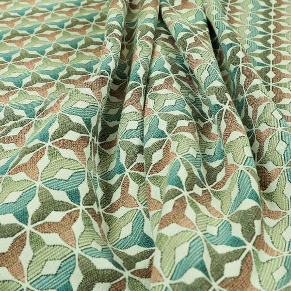 Colourful Geometric Pattern Chenille Upholstery Furnishing Fabric JO-1185 - Made To Measure Curtains